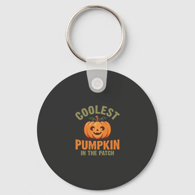 Coolest Pumpkin In The Patch Halloween Design Keychain (Front)