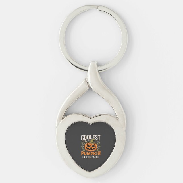 Coolest Pumpkin in the Patch Halloween Design Keychain (Front)