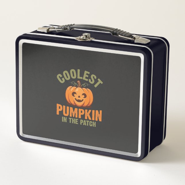 Coolest Pumpkin In The Patch Halloween Design Metal Lunch Box (Front)