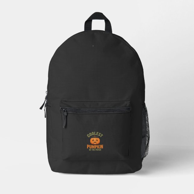 Coolest Pumpkin In The Patch Halloween Design Printed Backpack (Front)