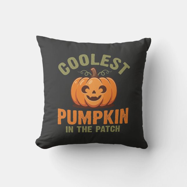 Coolest Pumpkin In The Patch Halloween Design Throw Pillow (Front)