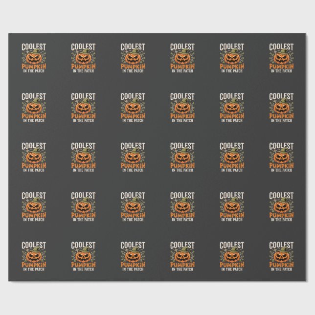 Coolest Pumpkin in the Patch Halloween Design Wrapping Paper (Flat)