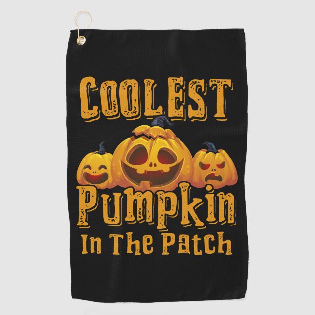 Coolest Pumpkin In The Patch Halloween Funny Golf Towel (Front)