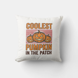 Coolest Pumpkin in the Patch Halloween Vintage Des Throw Pillow