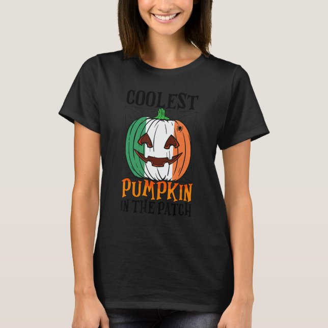 Coolest Pumpkin In The Patch Ireland Flag Jack Ou2 T-Shirt (Front)