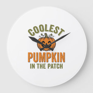 Coolest Pumpkin in the Patch Vintage Halloween Des Large Clock