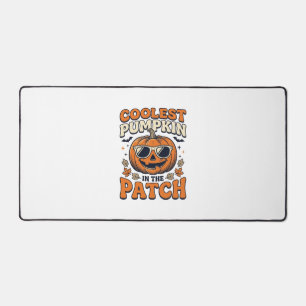 Coolest Pumpkin In The Patch Vintage Halloween Shi Desk Mat