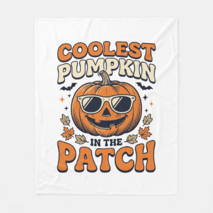 Coolest Pumpkin In The Patch Vintage Halloween Shi Fleece Blanket