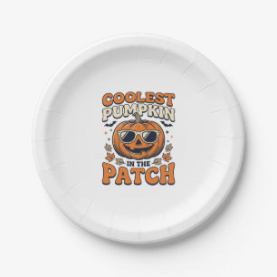 Coolest Pumpkin In The Patch Vintage Halloween Shi Paper Plate
