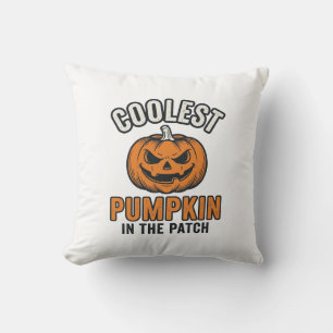Coolest Pumpkin in the Patch Vintage Halloween Shi Throw Pillow