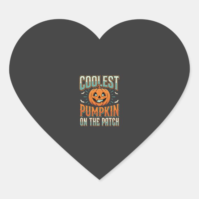 Coolest Pumpkin On The Patch Halloween Design_1 Heart Sticker (Front)
