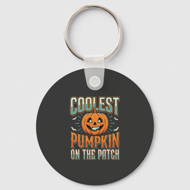 Coolest Pumpkin On The Patch Halloween Design_1 Keychain (Front)