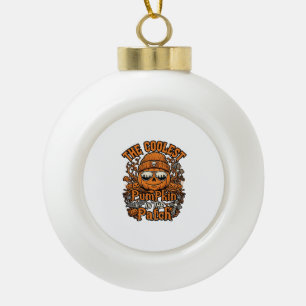 Coolest Pumpkin Patch Halloween Beanie Sunglasses Ceramic Ball Christmas Ornament