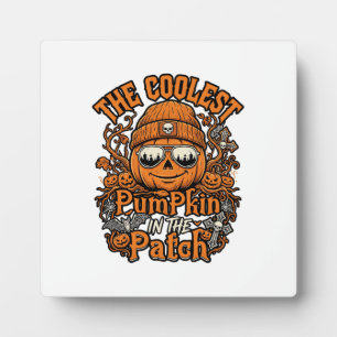 Coolest Pumpkin Patch Halloween Beanie Sunglasses Plaque