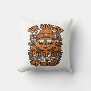 Coolest Pumpkin Patch Halloween Beanie Sunglasses Throw Pillow