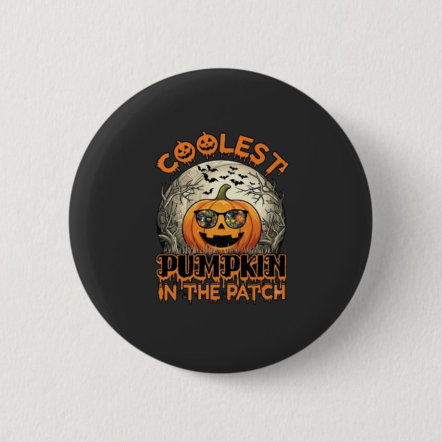 Coolest Pumpkin Patch Halloween Spooky Sunglasses_ 2 Inch Round Button (Front)