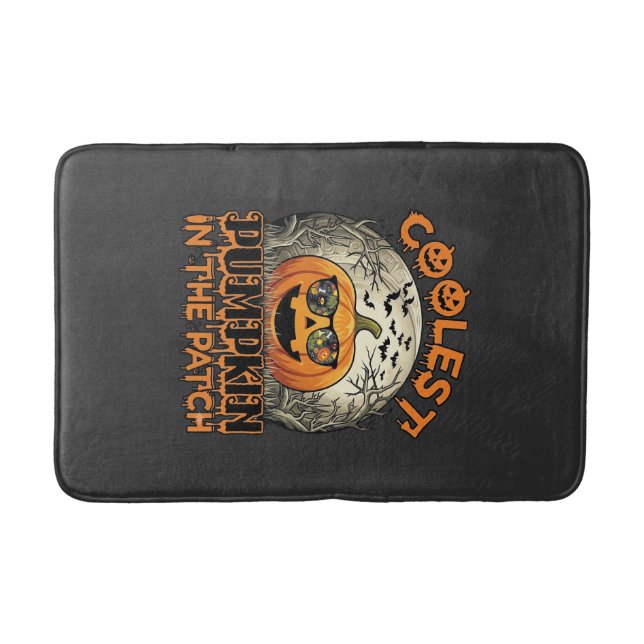 Coolest Pumpkin Patch Halloween Spooky Sunglasses_ Bath Mat (Front)