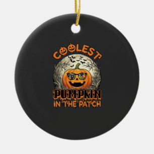 Coolest Pumpkin Patch Halloween Spooky Sunglasses_ Ceramic Ornament