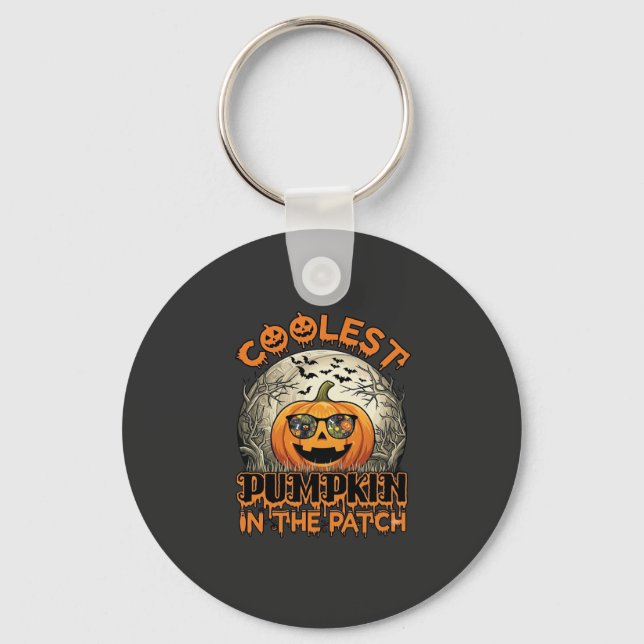 Coolest Pumpkin Patch Halloween Spooky Sunglasses_ Keychain (Front)