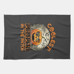 Coolest Pumpkin Patch Halloween Spooky Sunglasses_ Kitchen Towel