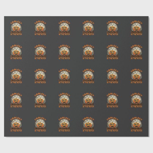 Coolest Pumpkin Patch Halloween Spooky Sunglasses_ Wrapping Paper (Flat)