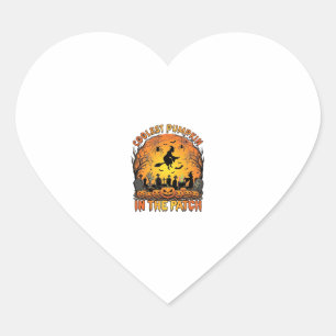 Coolest Pumpkin Patch Halloween Witch Spiders Grav Heart Sticker