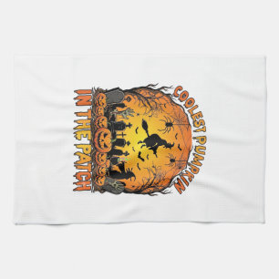 Coolest Pumpkin Patch Halloween Witch Spiders Grav Kitchen Towel