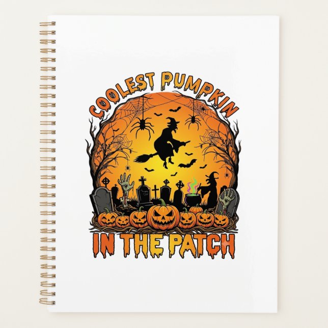 Coolest Pumpkin Patch Halloween Witch Spiders Grav Planner (Front)