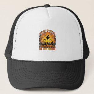 Coolest Pumpkin Patch Halloween Witch Spiders Grav Trucker Hat