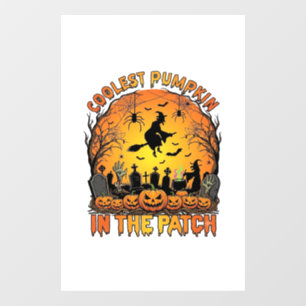 Coolest Pumpkin Patch Halloween Witch Spiders Grav Window Cling