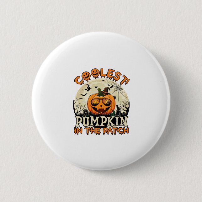Coolest Pumpkin Patch Sunglasses Witch Hat Hallowe 2 Inch Round Button (Front)