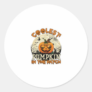 Coolest Pumpkin Patch Sunglasses Witch Hat Hallowe Classic Round Sticker