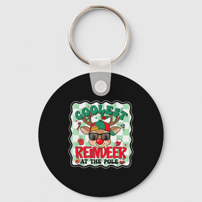 Coolest Reindeer At The Le Funny Christmas Matchin Keychain (Front)