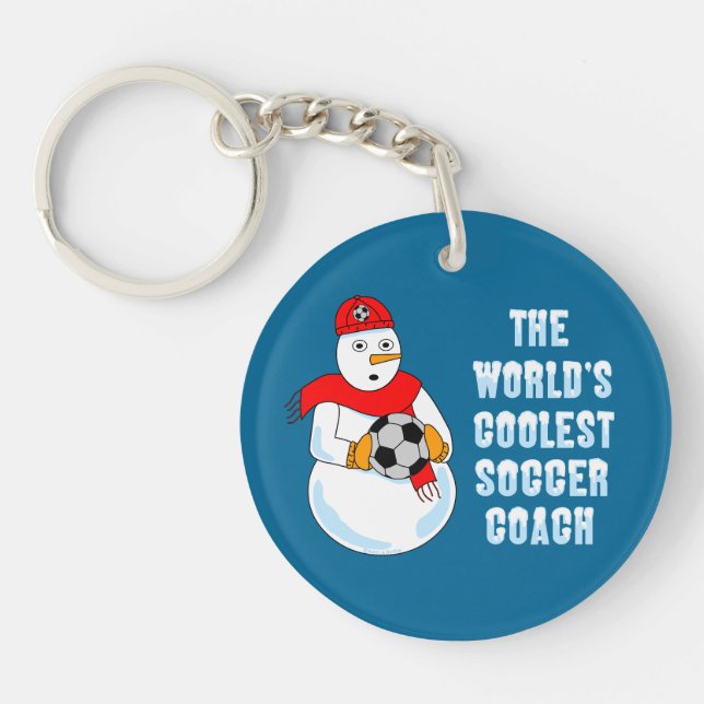 Coolest Soccer Coach T-Shirt Keychain (Front)