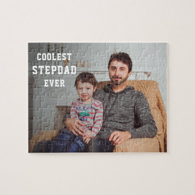 Coolest Stepdad Ever Personalized Photo Dad Jigsaw Puzzle (Horizontal)