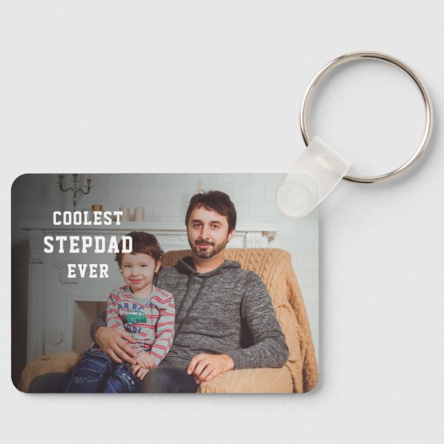 Coolest Stepdad Ever Personalized Photo Dad Keychain (Front)