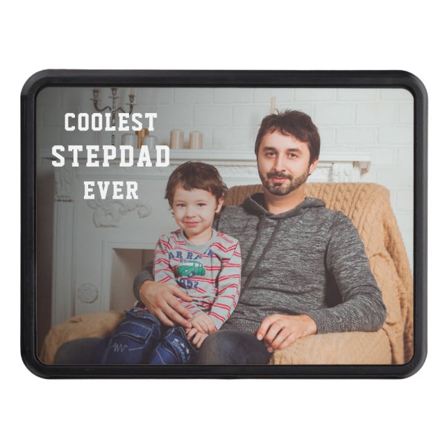 Coolest Stepdad Ever Personalized Photo Dad Trailer Hitch Cover (Front)