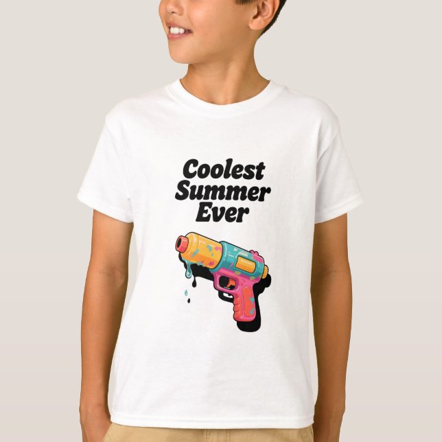 Coolest Summer Ever - Retro Neon Water Gun Sarcasm T-Shirt (Front)
