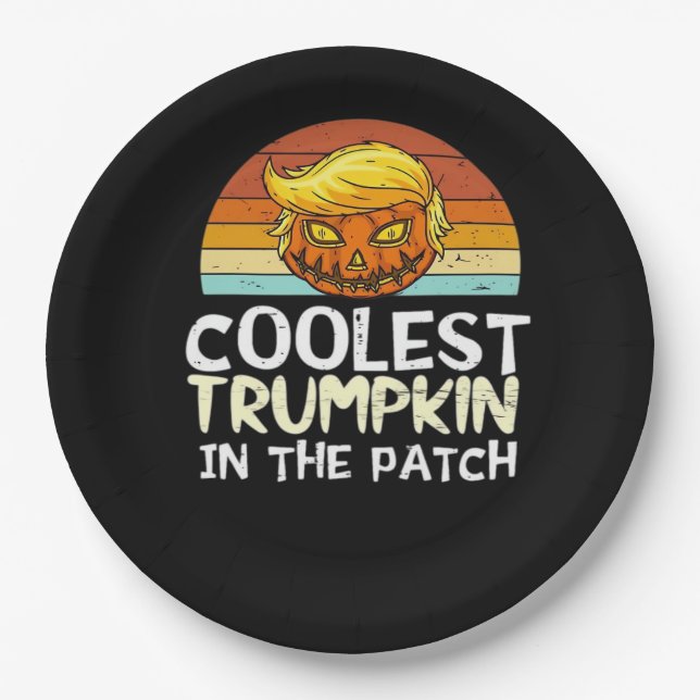 Coolest Trumpkin Patch Paper Plate (Front)