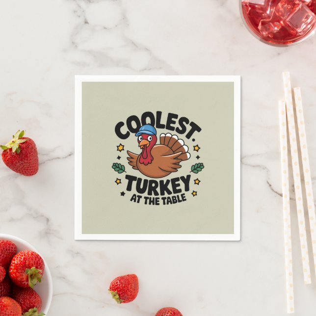 Coolest Turkey At The Table Thanksgiving Dinner Napkin (Insitu)