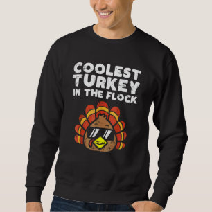 Coolest Turkey Flock Cute Thanksgiving Kids Boys G Sweatshirt