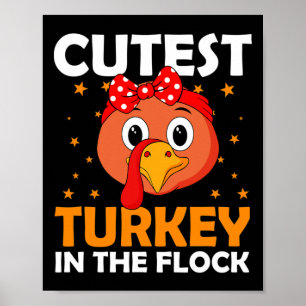 Coolest Turkey In The Flock Fall Leaves Thanksgivi Poster