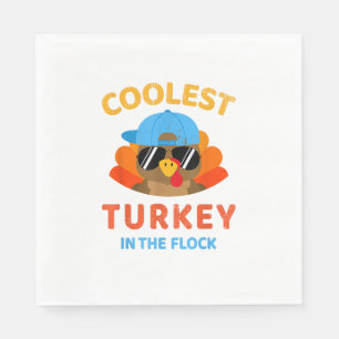 Coolest turkey in the flock for kids toddler thank napkin