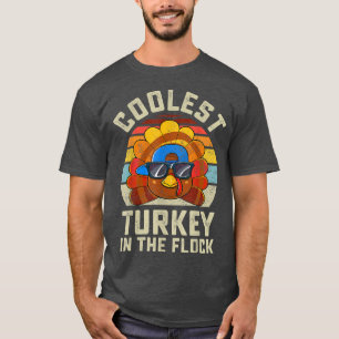 Coolest Turkey in the Flock Thanksgiving Boys Kids T-Shirt