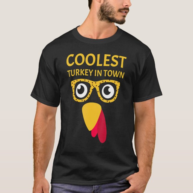 Coolest Turkey in Town Turkish Nose Glasses Disgui T-Shirt (Front)