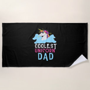 Coolest Unicorn Dad Cute Unicorn Lovers Funny Unic Beach Towel