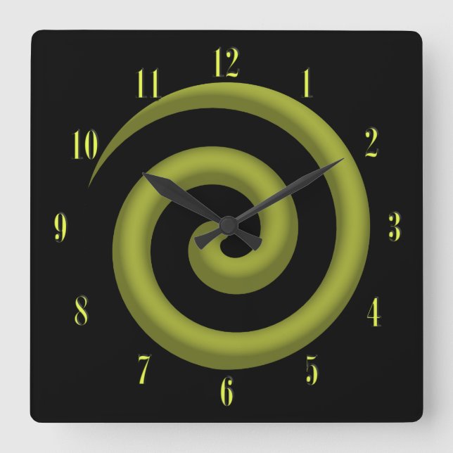 Coolest Yellow and Black Spiral Wall Clock (Front)