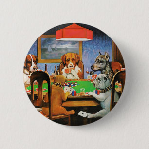 Coolidge Classic Vintage Dog Poker Game Art 2 Inch Round Button