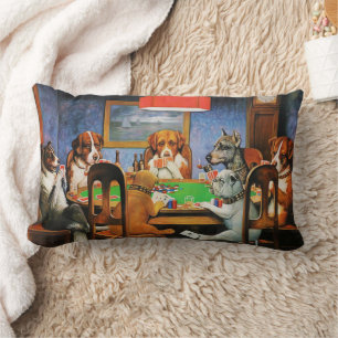 Coolidge Classic Vintage Dog Poker Game Art Lumbar Pillow
