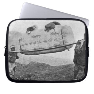 Coolies carrying cotton, 1901 (b/w photo) laptop sleeve